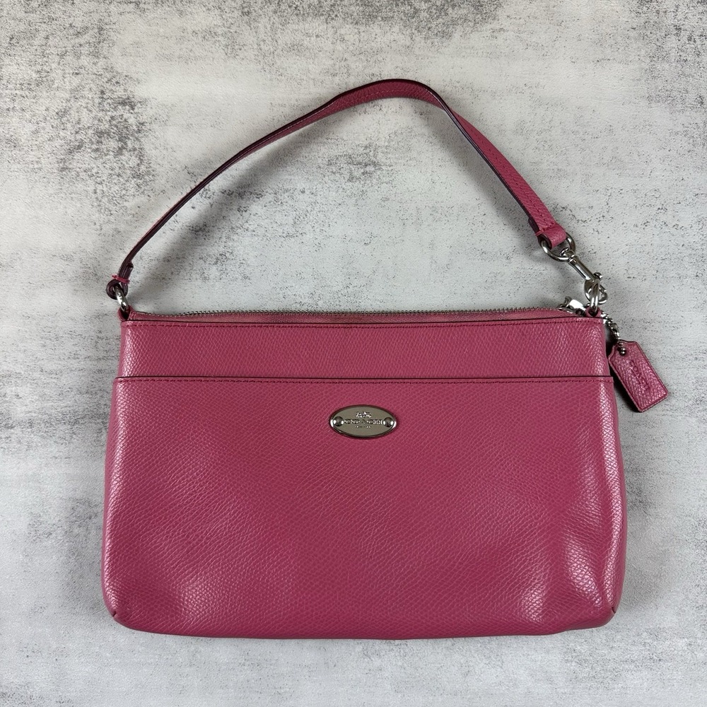 Vtg Y2K Coach Madison East West Cross Grain Pink Mini Shoulder Bag Wristlet